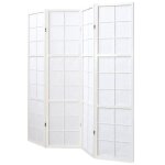 Paravent japonais shoji en bois blanc de 4 pans Paravent japonais shoji en bois blanc de 4 pans