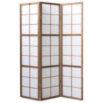 Paravent japonais shoji en bois brun foncé de 3? Paravent japonais shoji en bois brun foncé de 3?
