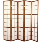 Paravent japonais shoji en bois brun fonc de 5?