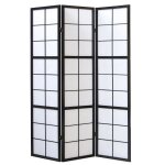 Paravent japonais shoji en bois noir de 3 pans Paravent japonais shoji en bois noir de 3 pans