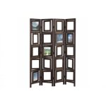 Paravent - par04029 - 4 panneaux - bois massif - marron - 160x125cm