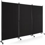 Costway paravent à roulette - 3 panneaux pliable détachables cloison de separation amovible - noir Costway paravent à roulette - 3 panneaux pliable détachables cloison de separation amovible - noir