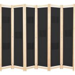 Paravent sparateur de pice cloison de sparation dcoration meuble 6 panneaux noir 240 x 170