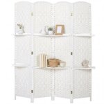 Paravent s�parateur de pi�ce homcom 4 panneaux 160 x170 cm avec 2 �tag�res pliable en bois pour le bureau ...