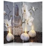 Paravent sur toile bouddha orchidée 4 panneaux 145x170 cm cloison de séparation décoration dintérieur ... Paravent sur toile bouddha orchidée 4 panneaux 145x170 cm cloison de séparation décoration dintérieur ...