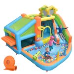 Parc aquatique gonflable enfant 360x350x210cm - ch�teau gonflable avec toboggan basketball cuisine piscine ...