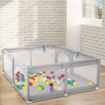Parc b�b� agnesg en tissu respirant 150 * 150cm - gris clair - ventouses anti - basculement