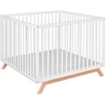 Parc bb en bois massif style scandinave 100x100 - blanc - baby fox