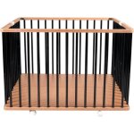 Parc bb en bois pliant gaby - combelle - noir - plancher rglable - roulettes - 92x88x67 cm