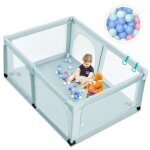 Costway parc bb 120x190x68cm avec 2 anneaux 2 portes  fermeture eclair 50 balles pieds antidrapantes ...
