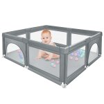 Parc b�b� modulable avec barri�res - parc enfants en tissu oxford - avec 50 boules - 120x120x66 cm - ...