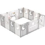 Parc bb en plastique 12 + 2 panneaux d?activit et porte barrire scurit enfant pliable - blanc