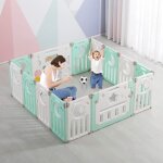 Parc bb plastique 14 panneaux parc pour enfants - clture pliant de protection bb 150x150cm xxl - ...
