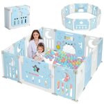 Parc b�b� plastique 14 panneaux parc pour enfants - cl�ture pliant de protection b�b� 150x150cm xxl - ...