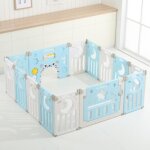 Parc b�b� plastique pour fille et gar�on barri�re de s�curit� pliable pour enfants - bleu et blanc 10 ...
