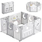 Parc b�b� plastique pliable 10 panneaux(8 + 2) barri�re de s�curit� pour enfantsb�b� centre dactivit�sgris ...