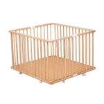 Parc bébé pliant en bois combelle gaby - plancher réglable et roulettes - 92x88x67 cm Parc bébé pliant en bois combelle gaby - plancher réglable et roulettes - 92x88x67 cm