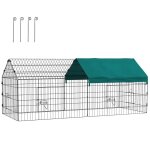 Parc enclos - cage lapin ext�rieur - pawhut - protection solaire et portes verrouillables - fil dacier ...