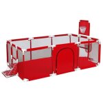 Parc lit b�b� rouge xxl barri�re de s�curit� portail 124x188x66cm aire de jeux pour les enfants � lint�rieur ...