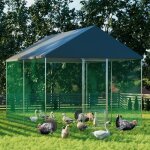 Parc  poules grande taille cadre en fer 4x3 m enclos poulailler chenil extrieur 12 m2