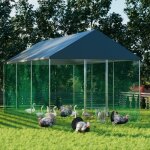 Parc  poules grande taille cadre en fer 6 m 2 enclos poulailler chenil extrieur 3x2 m