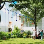 Parcours dobstacles ninja pour enfants 10 accessoires 10 m slackline et sac de transport bleu
