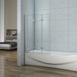 Pare - baignoire aica 130x140cm en verre anticalcaire 3 volets pivotant et pliant