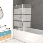 Pare baignoire + volet pivotant 130x105 - profile aluminium chrome et verre transparent bande depolie ... Pare baignoire + volet pivotant 130x105 - profile aluminium chrome et verre transparent bande depolie ...