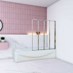 Pare baignoire chrome pliante l100xh140cm avec pliante 4 volets pliants 180 degr�sinstallation r�versible4mm ...