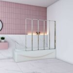 Pare baignoire chrome pliantel120xh140cm avec pliante 5 volets pliants 180 degr�sinstallation r�versible4mm ...