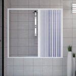 Pare baignoire douche en plastique pvc - nina latérale - 150cm - porte pliante - blanc mat Pare baignoire douche en plastique pvc - nina latérale - 150cm - porte pliante - blanc mat