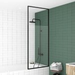 Pare baignoire 75x153cm extensible jusqu? 202cm - aluminium noir mat - verre tremp 6mm - stretchy