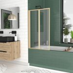 Pare baignoire pivotant 2 volets or dor bross - verre tremp 4mm - duplo
