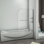 Pare - baignoire pivotant aica - 100x140cm - 6mm verre trempé - étagères et porte - serviette Pare - baignoire pivotant aica - 100x140cm - 6mm verre trempé - étagères et porte - serviette