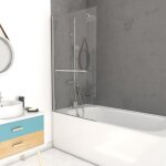 Pare baignoire pivotant avec porte - serviette 85x150cm - profilé chrome - verre 6mm - tshape chromed ... Pare baignoire pivotant avec porte - serviette 85x150cm - profilé chrome - verre 6mm - tshape chromed ...