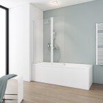 Pare - baignoire pliant 104x130 cm - schulte - �cran pivo - pliant - verre transparent - profil� blanc ...