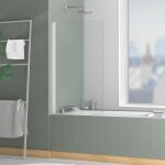 Pare baignoire rabattable 70x120cm - profil blanc mat - verre tremp 4mm - elementary