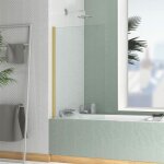 Pare baignoire rabattable 70x120cm - profil� finition or dor� bross� - verre tremp� 4mm - elementary