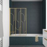 Pare baignoire rabattable 80x140cm s�rigraphie art d�co arrondie - or bross�