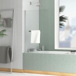Pare baignoire rabattable avec porte - serviette 70x120 cm - profilé chromé - verre 4 mm Pare baignoire rabattable avec porte - serviette 70x120 cm - profilé chromé - verre 4 mm