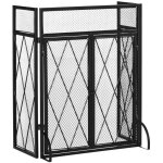 Pare - feu large pour cheminée ou poêle - pare - étincelles - 3 volets pliables et portes - métal noir ... Pare - feu large pour cheminée ou poêle - pare - étincelles - 3 volets pliables et portes - métal noir ...