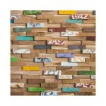 Parement bois multi couleur decoon 096 m2 teck & carreaux de ciment
