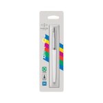 Parker jotter originals stylo bille blanc attributs chroms recharge bleue pointe moyenne sous blister ...