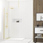 Paroi de douche 100x200cm verre 8mm - profil� + barre plafond finition or bross� - freedom 2 gold