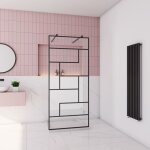 Paroi de douche 117. 7x200cm avec 2 barre de fixation rond 70 - 120cm8mm verre anticalcairestyle atelier ...