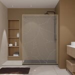 Paroi de douche 140 x 200 hinata - style japandi courbes douces - cadre effet bois - verre 6mm