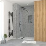 Paroi de douche 70x195 cm en verre tremp� 5 mm - finition noire - dark elementary