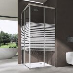 Paroi de douche en angle 80x100 sogood ravenna16s cabine de douche portes coulissantes et bandes opaques ...