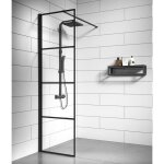 Paroi de douche essos - 60 x 200 cm - noir - 8 mm - verre de scurit