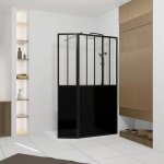 Paroi de douche fa�on verri�re avec volet pivotant - 90 + 40x200 cm - verre transparent et noir
